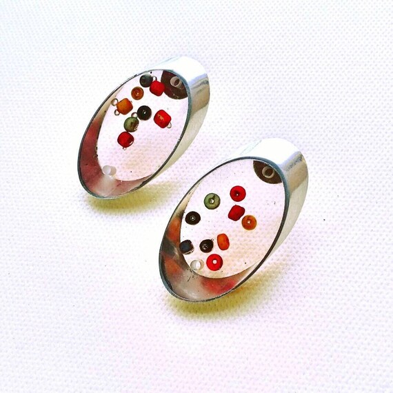 Items similar to Unique Large Oval Stud Earrings, Big Bold Designer Earrings, Statement Fashion