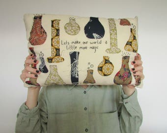 Lets Make Our World a Little More Magic Potion Bottle Embroidered Cushion | Decorative Pillow