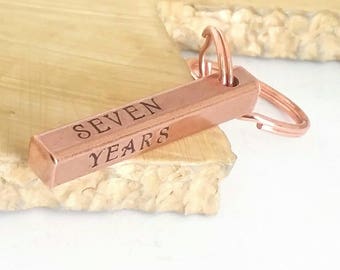 Copper Bar Keychain, 7th Anniversary Gift, Wedding Anniversary, Copper Gift for Men, Couples Keychain, Personalised Bar Keychain, Eloise B