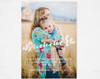 Mini Session Template - Photography Marketing Templates - Marketing Board - Photoshop Templates - Summer Minis - 5X7 inch - INSTANT DOWNLOAD