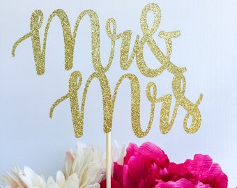 Mr and mrs cake topper | Bridal shower cake topper | Engagement party cake topper | Glitter topper | Mr and mrs | Bride to be