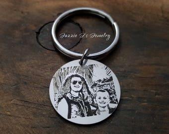 Engraved Photo Keychain, Picture Keychain, Photo Engraved Keychain, Gift for Her/Gift for Him, Engraved Photo Keepsake, Gift for Bestfriend