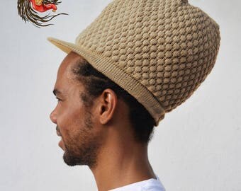 Large Beige Dreadlock Tam Cap