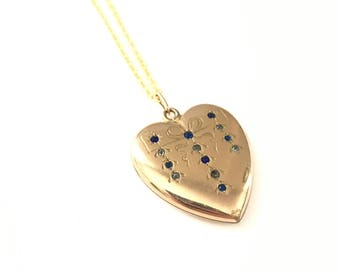 Gorgeous Antique WH & Co. Heart Locket with Paste Rhinestones