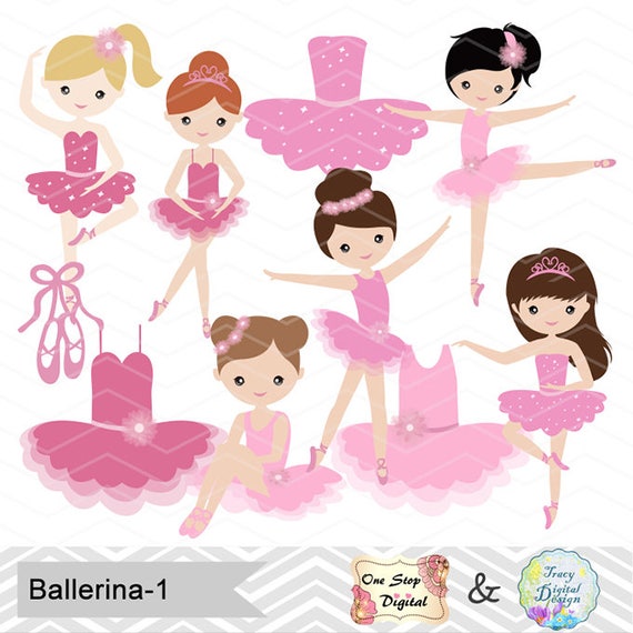 Digital Ballerina Clipart Pink Ballet Girl Clip Art Dancing