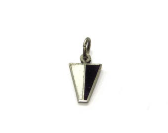 Vintage Sterling Silver International Maritime Signal Flag Pennant # 6 Black + White Enameled Nautical Charm