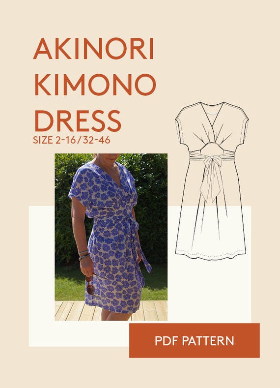 Kimono wrap dress PDF sewing pattern Wrap dress PDF sewing