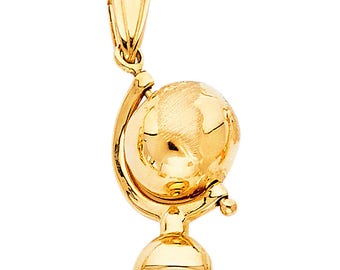 gold globe necklace the world pendant Planet Earth 24 karat