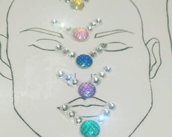 Mixed Set of 5 Mermaid Facepainting Blings Face Gems Face Bling Facepaint Body Gems Face Jewels Fancydress Mermaid Outfit Stick On FaceBling