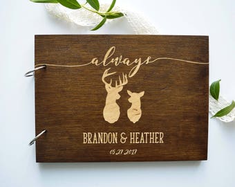 Wedding guest book with deer Harry Potter wedding Custom guest book with names and date Always Harry Potter wedding gift Rustic guest book
