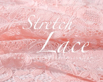 Pink lace fabric stretch lace. Sold by metre/ yard