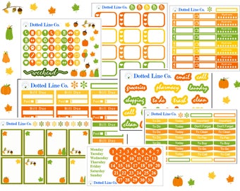 Autumn Fall Harvest a la Carte Planner Stickers for Erin Condren Life Planner, Plum Paper or Mambi Happy Planner