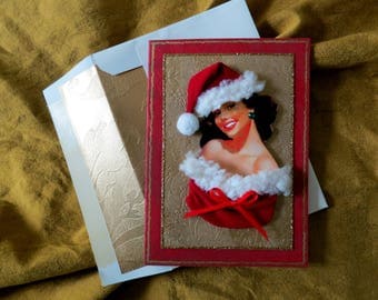 Pinup Christmas card, sexy Christmas card, Sexy santa, Sexy Christmas elf, 3D luxury Christmas card, 3D Christmas card, pinup christmas elf