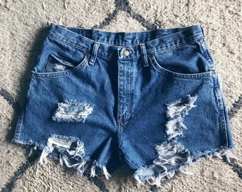 Distressed High Waisted Wranglers