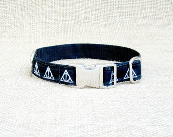 Harry Potter and the Deathly Hallows Inspired Dog Collar~ 3/4" Wide Woven Jacquard with Metal Side Release Buckle