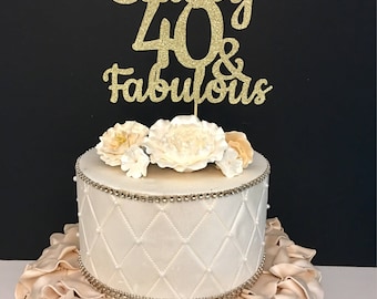 ANY NAME & NUMBER Gold Glitter 30th Birthday Cake Topper, 30 and Fabulous Birthday, Customized Birthday Topper