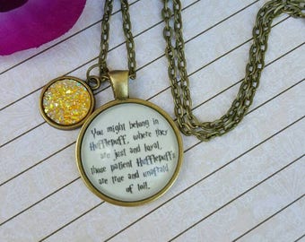 Hufflepuff Sorting Hat Necklace/ Harry Potter Jewelry/ Harry Potter Necklace/ Harry Potter Birthday Gift/ Bridal Party Gifts/ Gifts for Her