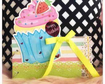 Birthday Scrapbook Album, Baby Girl, Happy Birthday Scrapbook, Gift baby, Birthday Gift, Mini albums, Baby memory book, Baby keepsake book