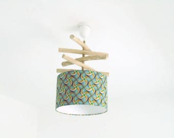 Driftwood - African - lamp shade chandelier cylinder 28 cm - cylindrical pendant - round ceiling light