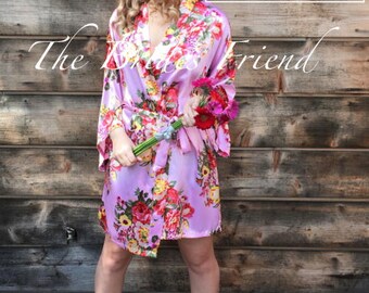 Bridesmaids Robes Set of 6,7,8,9,10,11,12- Wedding Robes- Bridal Party Robes- Plus Size Available- Bridesmaid Gifts- Silk Bridesmaid Robes