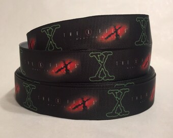 1/3/5/10 Yards - 7/8" X Files Print Grosgrain Ribbon