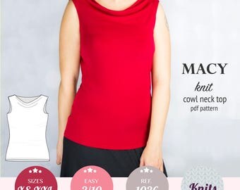 Women sewing pattern pdf / womens top pdf pattern / cowl neck / sewing pattern with pdf sewing tutorial XS-XXL plus size / instant download
