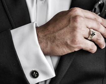 Silver Fleur De Lis Cufflinks | royal cufflinks | handmade cufflinks | silver cufflinks | 3D fleur de lis | 925 cufflinks | men jewelry