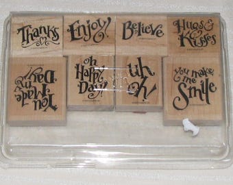 Stampin Up EVERYDAY EXPRESSIONS Complete Mounted Lot of 8 Scrapbooking Card Making Crafting Retired