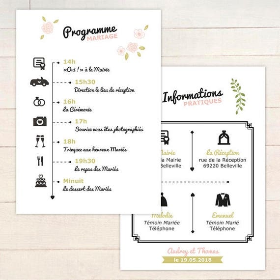  Programme  Mariage  personnalisable mod le de programme  ic nes