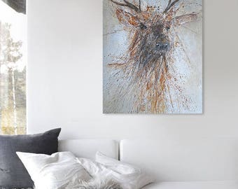 ELK' 37" x 25" Original Acrylic Painting On Canvas
