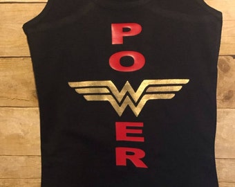Power racerback tank, wonder woman tank, summer tank, fit mom