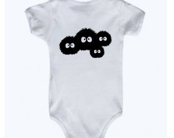Totoro Dust Bunnies Baby Onesie, Dust Bunnies, Soot Spirit, Spirited Away, My Neighbor Totoro, Anime, Mei, Cat Bus, Gift Idea, Chibi