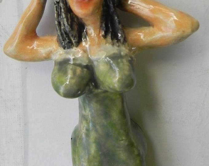 Handmade Ceramic Collective Girl Carrying Basket Pipe Original One of a Kind Porcelain Pipe 6.5 inches by Gennaro Rango
