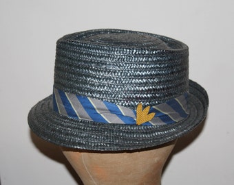 Straw stingy brim hat, vintage 1960's, 7 1/8 hat size