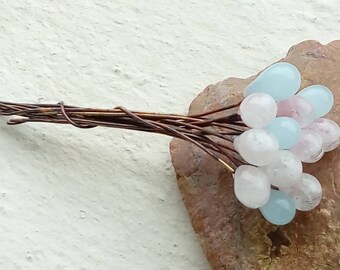The opal gemstone beads - pink clouds and sky blue drops