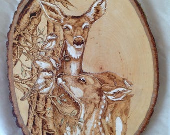 Deer wood burning