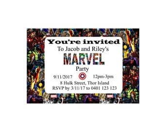 Marvel inspired birthday invitation, Birthday party invitation, Custom invite, pritable invitation, 4x6in Digital file