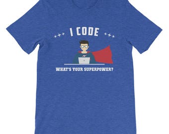 Funny Coding T-Shirt Gift Coder Geek Superpower Tee