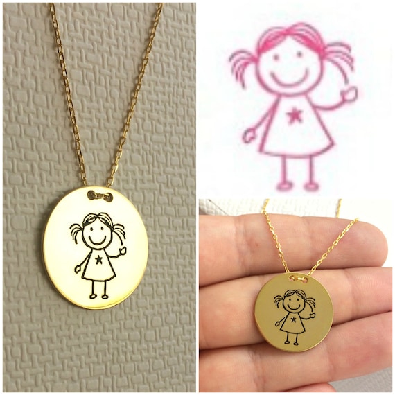 Child Drawing Necklace Drawing Into Jewelry Kids Writing
