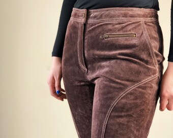 purple suede pants