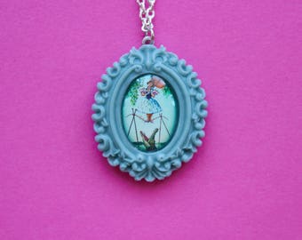 Disney's Haunted Mansion Daisy De La Cruz Cameo Necklace in Grey Resin Setting