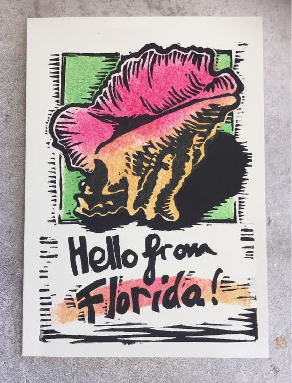 Florida tourist card pink conch card Artist Note Card