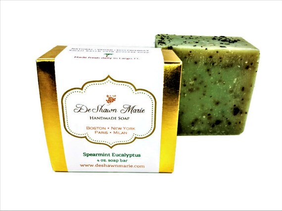 SOAP- Organic Spearmint Eucalyptus Soap, Cold Process Soap, Vegan Soap, Soap Gift, Wedding Favors, Father's Day Gift, Christmas Gift