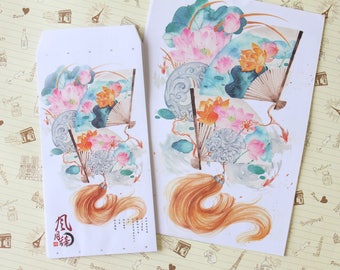 Floral Fan cartoon writing paper & envelopes letter set