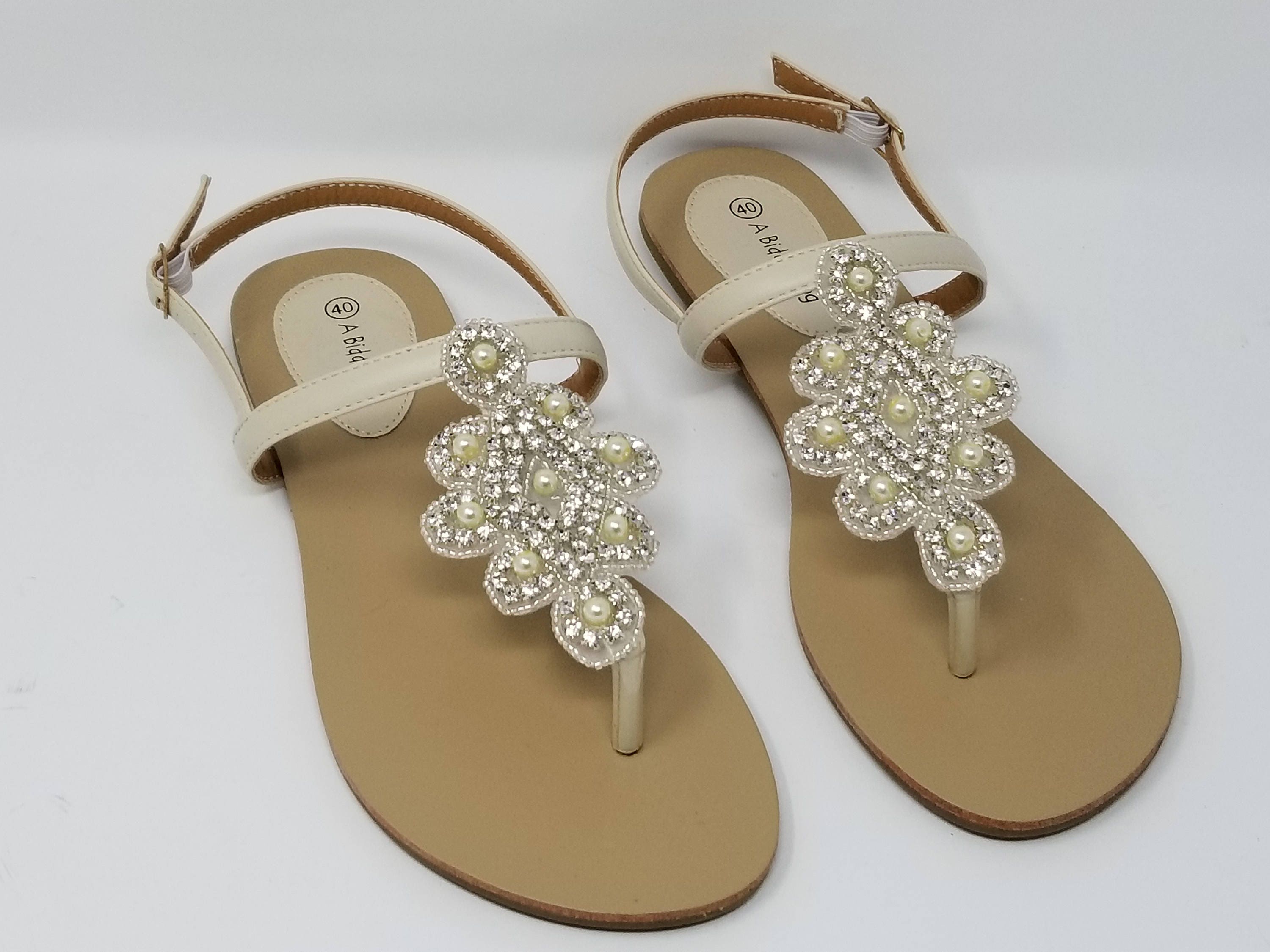 bridal sandals flat ivory