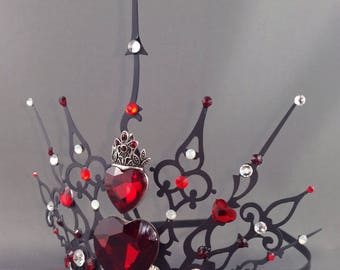 Ultimate Gothique Hearts - Gothic Tiara Queen of Hearts Crown Queen of Hearts Tiara Queen of Hearts Cosplay Filigree Crown Halloween Costume