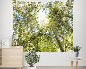 Trees Wall Tapestry, Forest Decor, Nature Wall Tapestry, Forest Wall Tapestry, Green Coast, Green Tapestry, Pine Trees, Forest Canopy