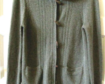Ann Taylor Hoodie Cardigan Sweater M, Merino Wool, Cashmere, Zip Front