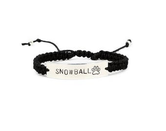 Paw Print Bracelet, Pet Memorial Jewelry, Pet Bracelet, Personalized bracelet, Custom Engraved Bracelet, Paw Print Bracelet