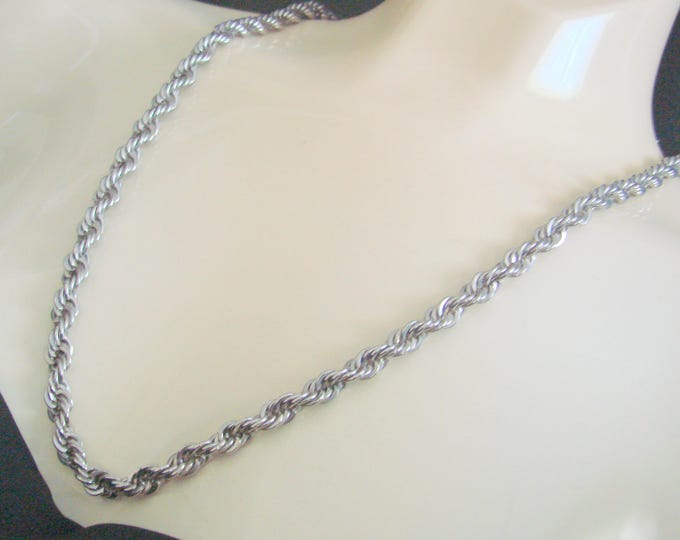 Vintage Chunky Rope Chain Necklace / Sterling (?) / Marked 925 / 82.8 Grams / Jewelry